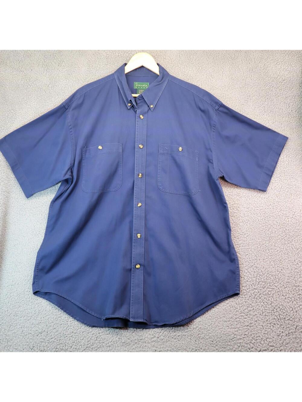 Scandia Woods Men XL Cotton Blue Button Up XLG-RG SS